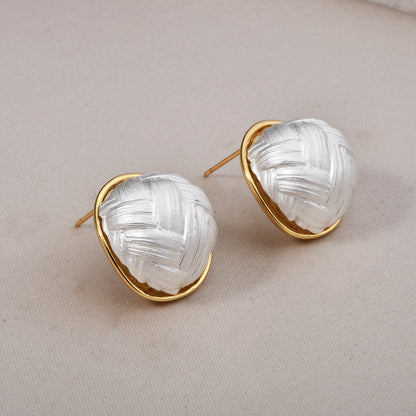 撞色編織復古耳釘