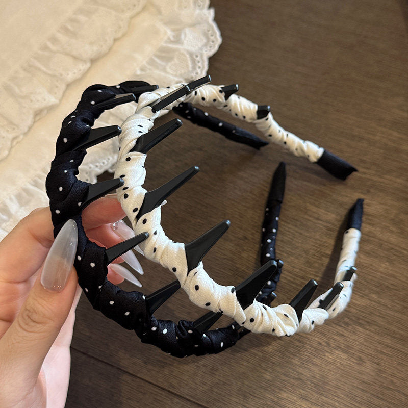 白色波點波浪髮箍－商品主圖｜https://igowo.tw/