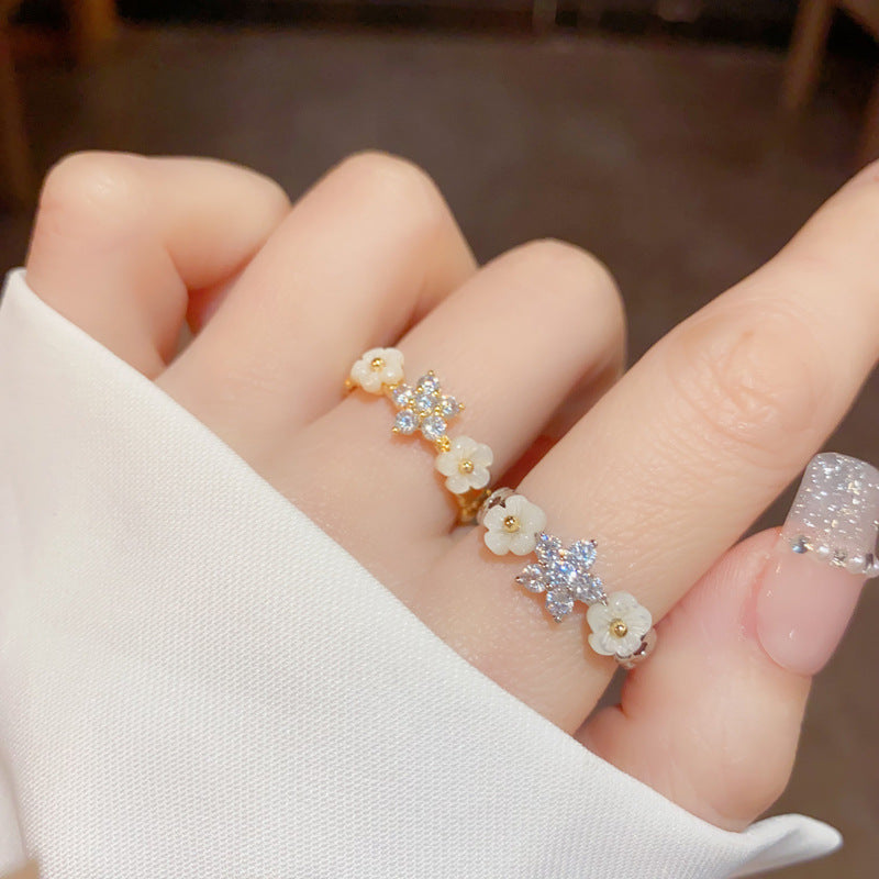 貝殼花朵可調式戒指－商品主圖｜https://igowo.tw/