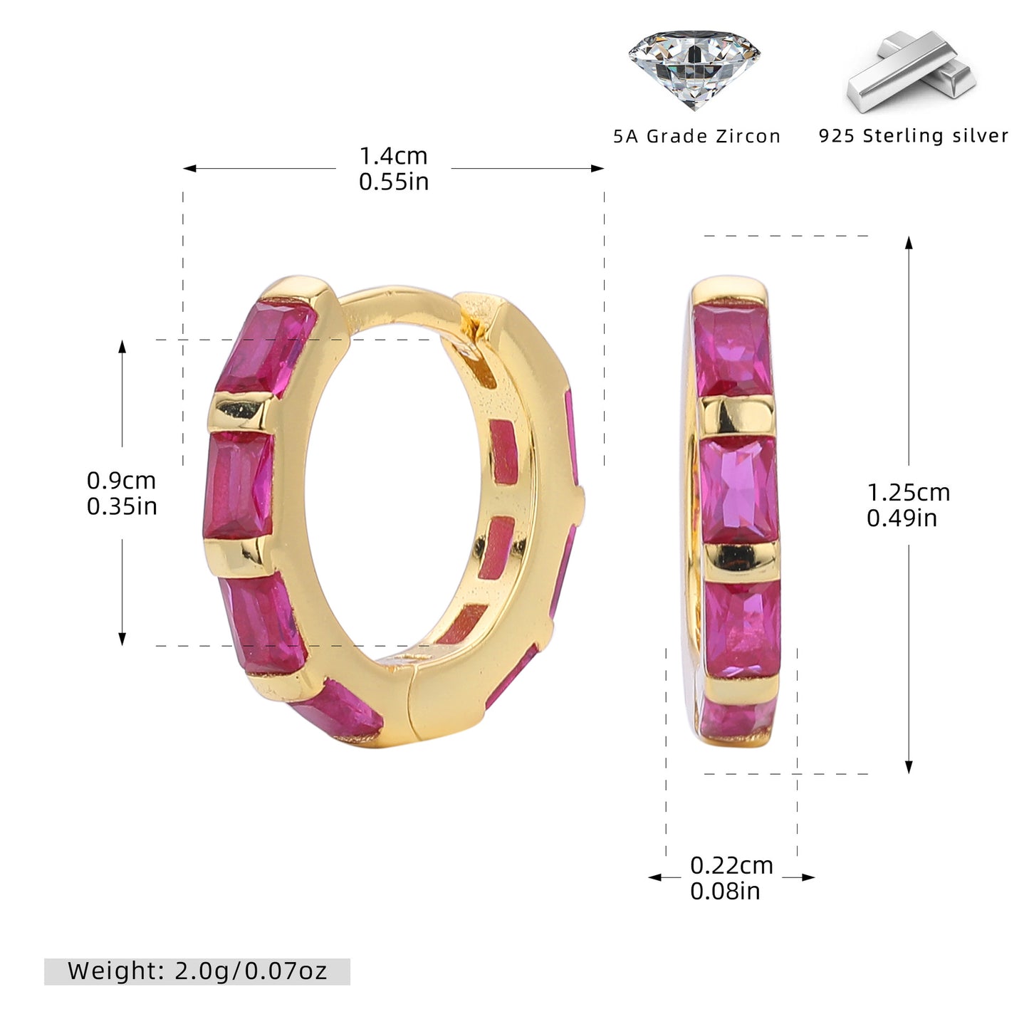 S925 新款耳環時尚多色方鋯圓形耳飾輕奢小眾高級感飾品