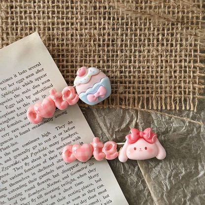 粉色小狗字母髮夾－粉色小狗髮夾款實拍｜https://igowo.tw/