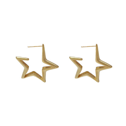 金屬星星圓圈拉絲耳環