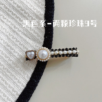 珍珠花朵髮夾－打結黑色26號款細節｜https://igowo.tw/