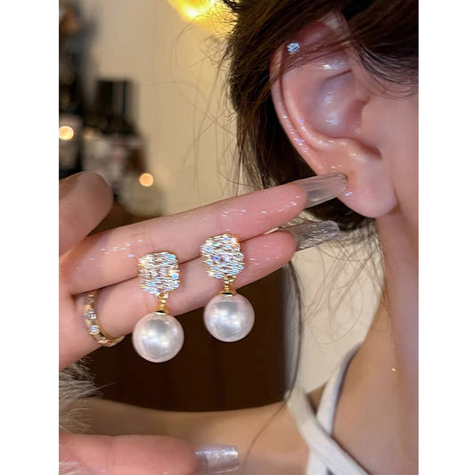 鋯石珍珠耳夾蚊香盤新款2023爆款氣質耳飾女小眾高級感簡約無耳洞 白珍珠耳夾（送硅膠墊）