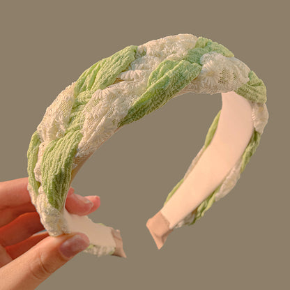 蕾絲扭紋編織髮箍
