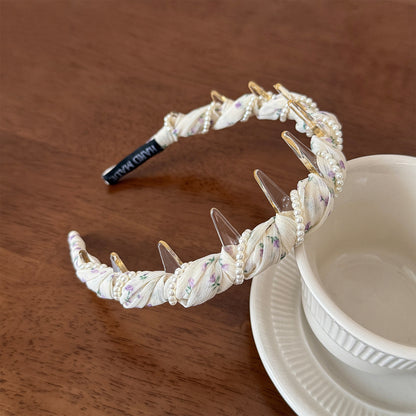 珍珠網紗波浪纏繞髮箍