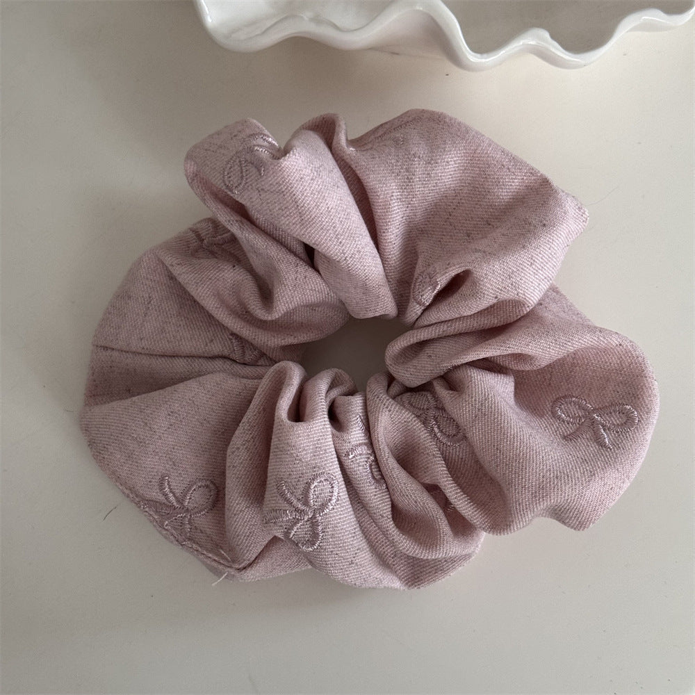 布面蝴蝶結刺繡髮圈