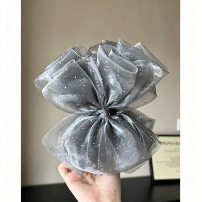 網紗蝴蝶結鑲鑽髮夾
