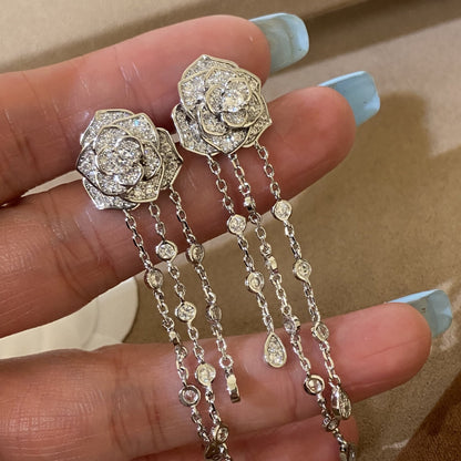 鋯石花朵流蘇復古耳環
