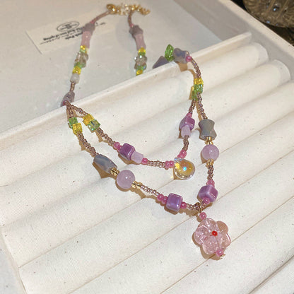 琉璃串珠幾何復古項鍊