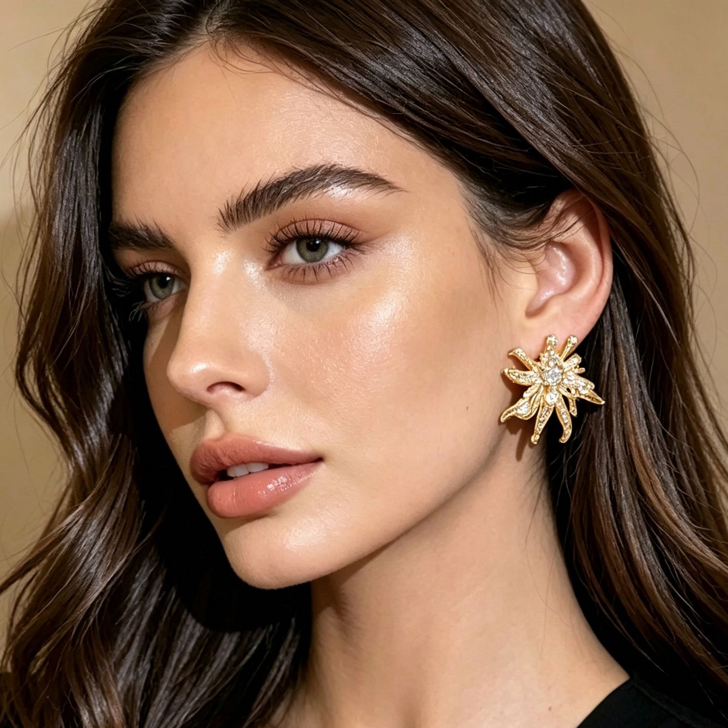 鋯石花朵法式耳釘