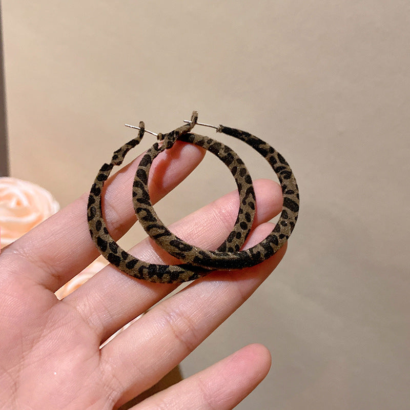 復古豹紋港風素圈耳環