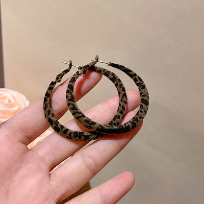 復古豹紋港風素圈耳環