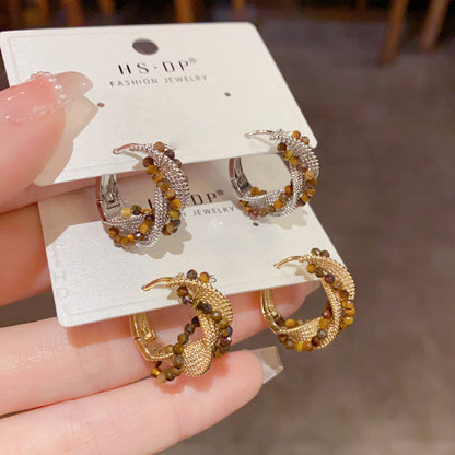 串珠金屬復古簡約耳扣－商品主圖｜https://igowo.tw/
