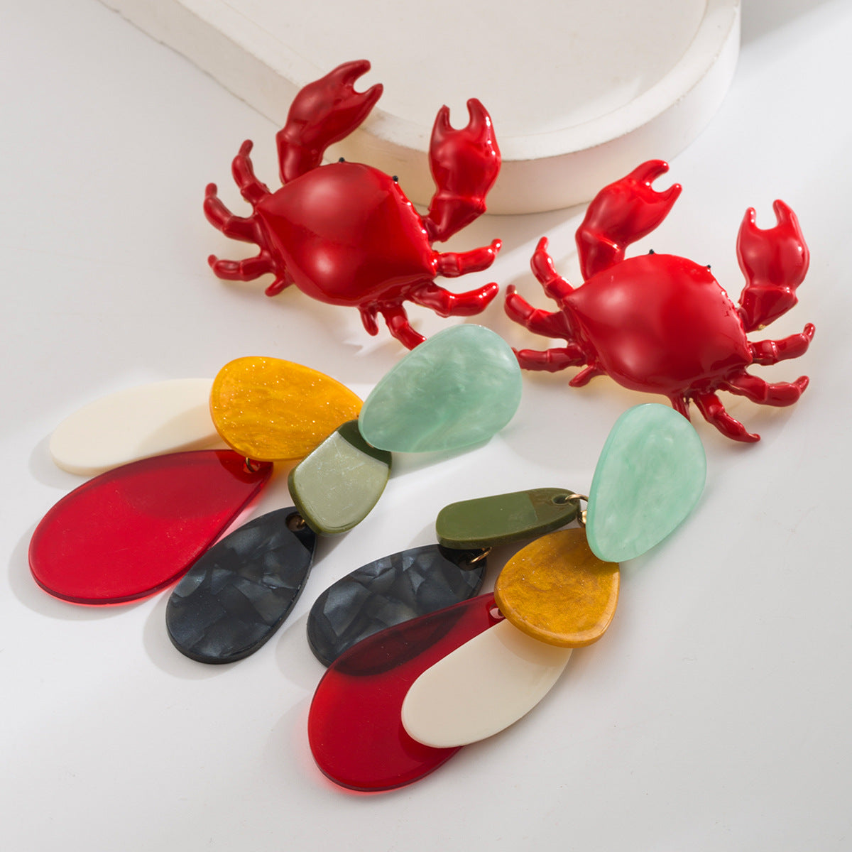S925樹脂不規則多層耳環－商品主圖｜https://igowo.tw/