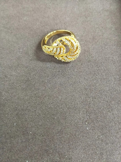 18K真金電鍍鋯石扭面紋路開口手鐲戒指套裝個性歐美設計感飾品女