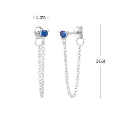 S925 外貿時尚精致簡約耳釘鑲鋯石耳線款潮流網紅風耳飾品