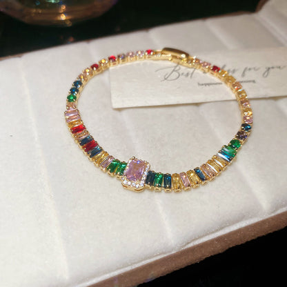 韓系超閃鋯石蝴蝶花朵手鏈輕奢高級感手環小眾時尚氣質百搭手飾女