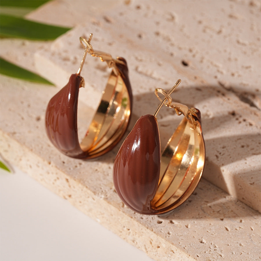 復古紅銀針愛心耳釘－細節特寫10｜https://igowo.tw/