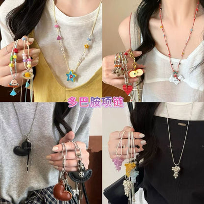 彩色陶瓷海星編織項鍊－6#項鍊-金色-咖色款實拍｜https://igowo.tw/
