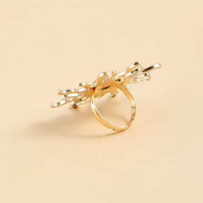 太陽花可調式復古戒指－鋼色款實拍｜https://igowo.tw/