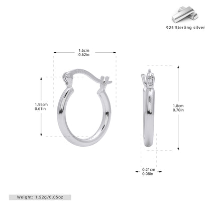 S925 耳環多尺寸素圈光面空心管耳圈小眾高級感飾品