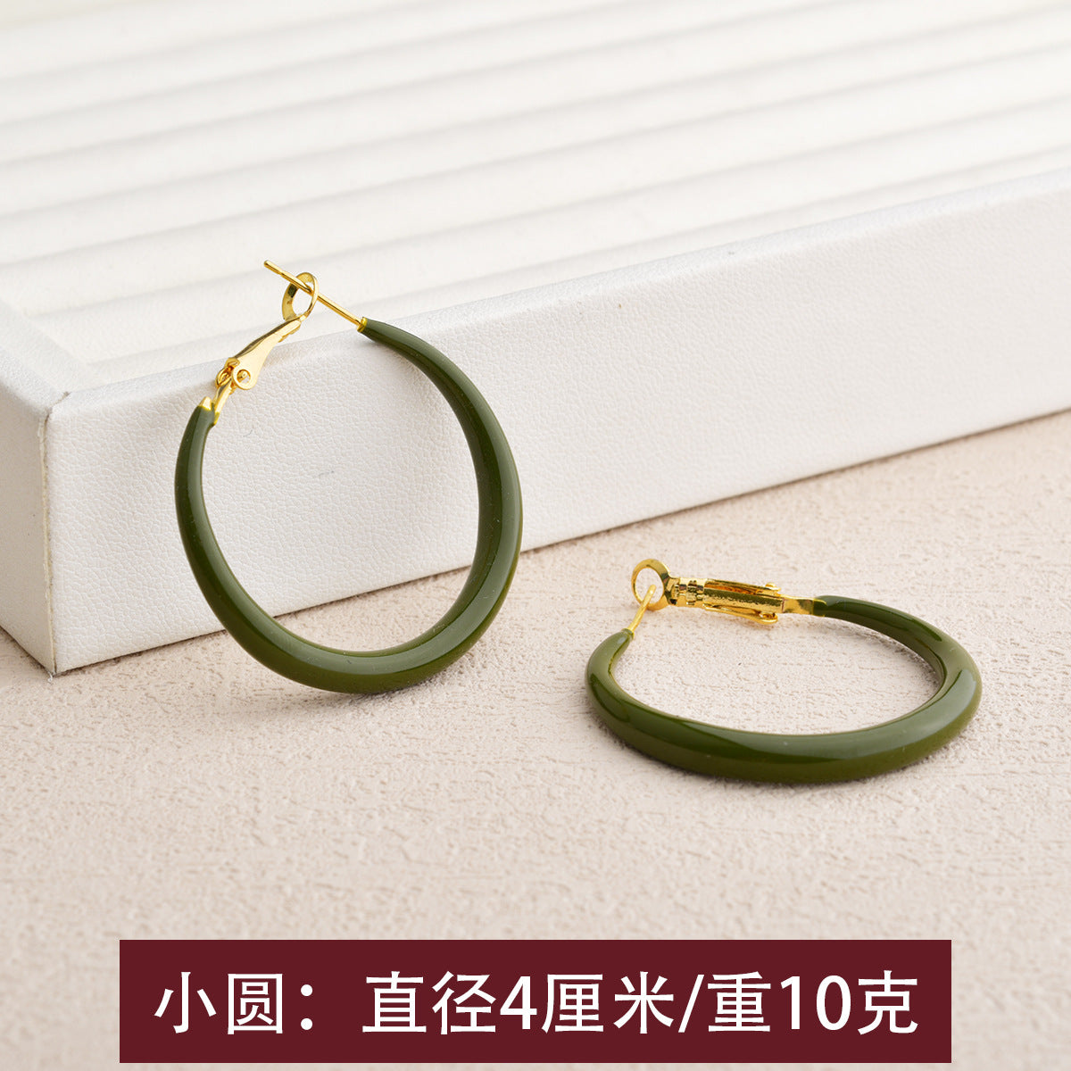 琺瑯方形圓圈復古耳環