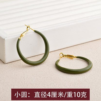 琺瑯方形圓圈復古耳環
