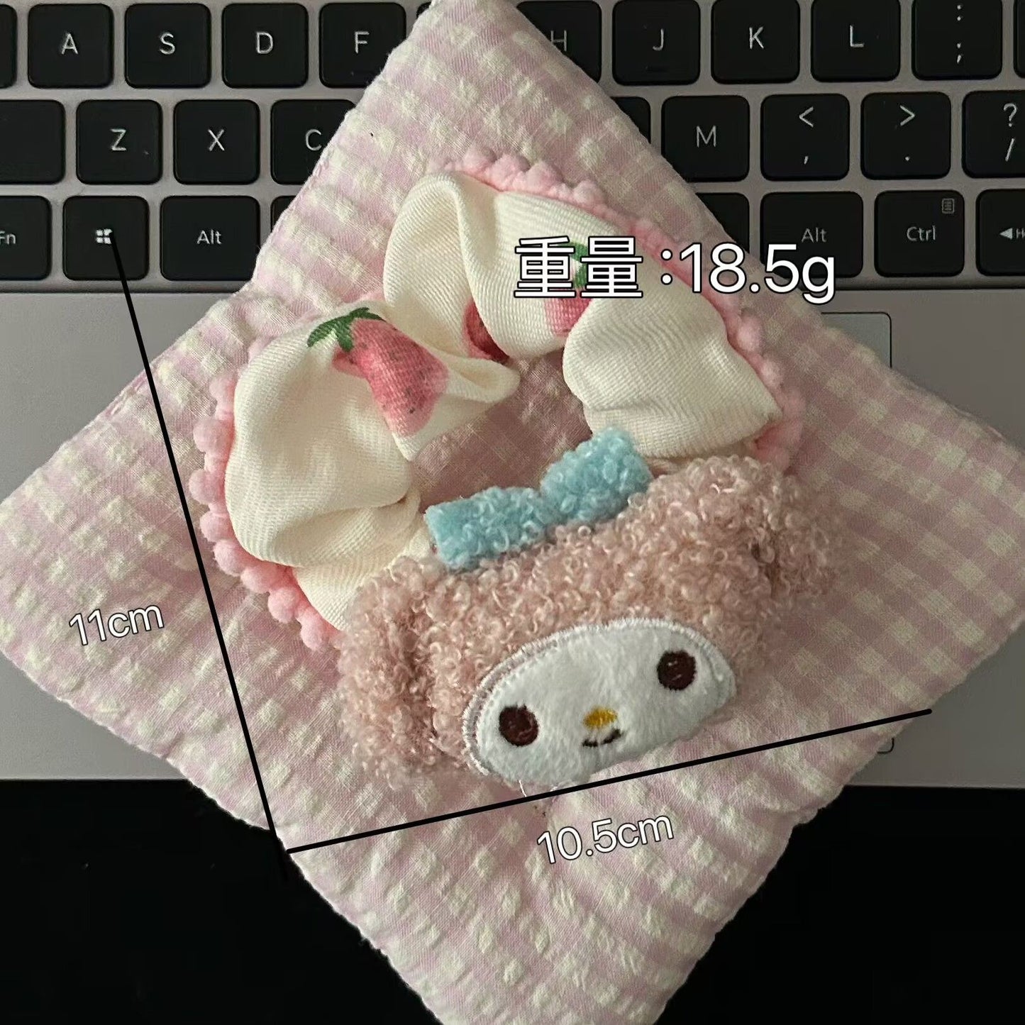 棕色絨面貓咪髮圈