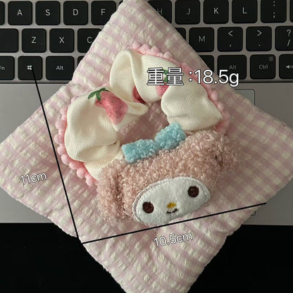 棕色絨面貓咪髮圈