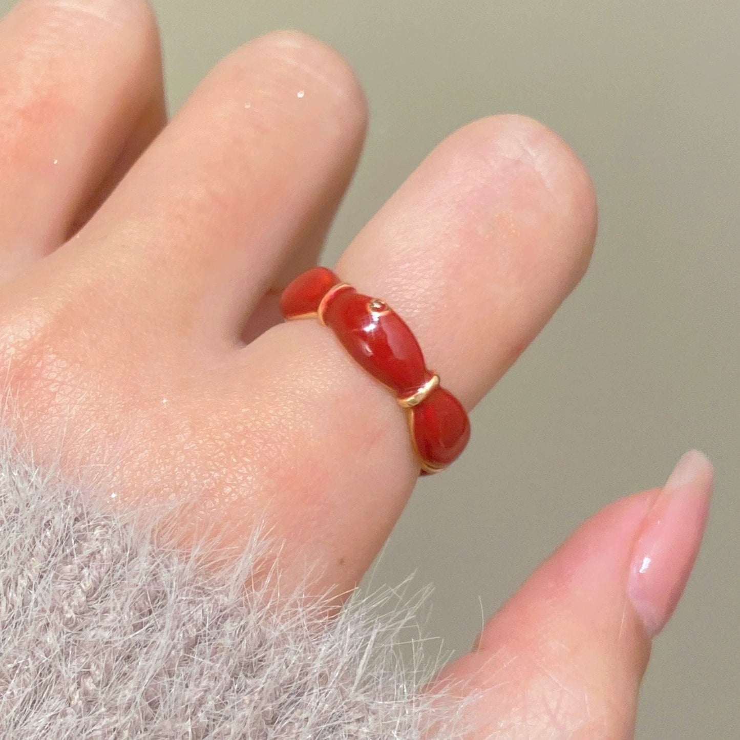 彩色貝母可調式戒指