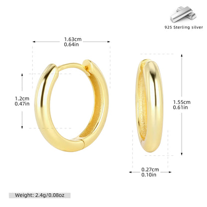 S925 耳環光面多尺寸圓形素圈耳扣耳飾經典百搭飾品