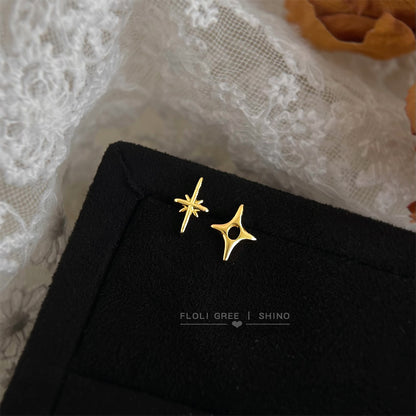 銀針星星不對稱耳釘