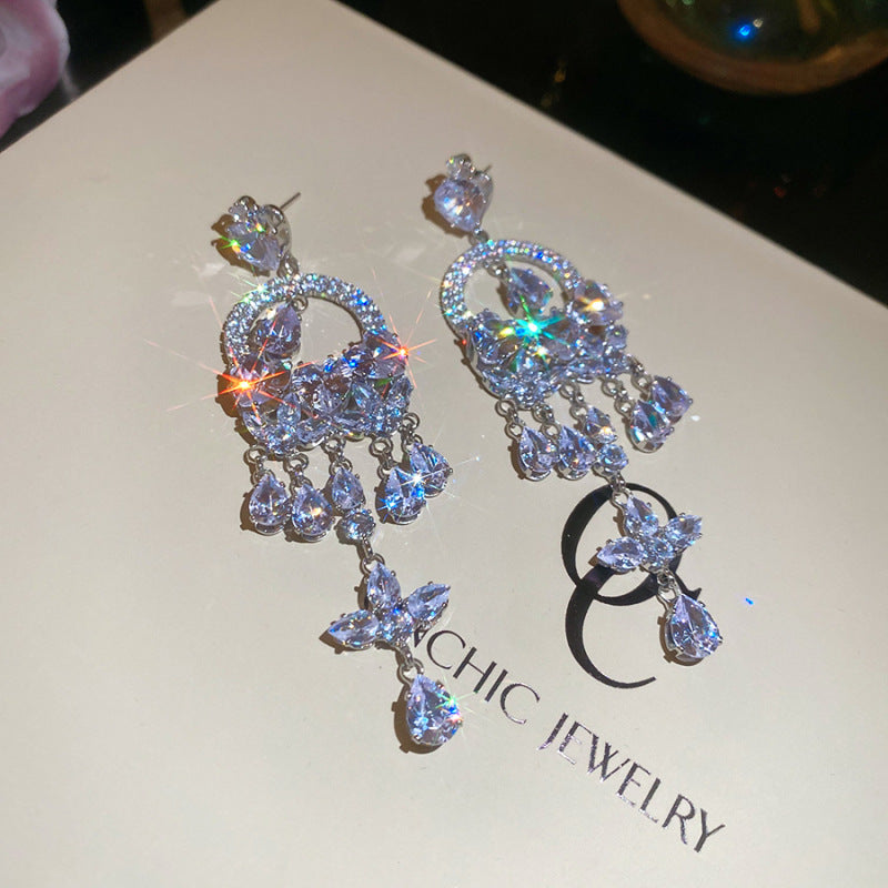 花朵流蘇鑲鑽耳環－細節特寫29｜https://igowo.tw/