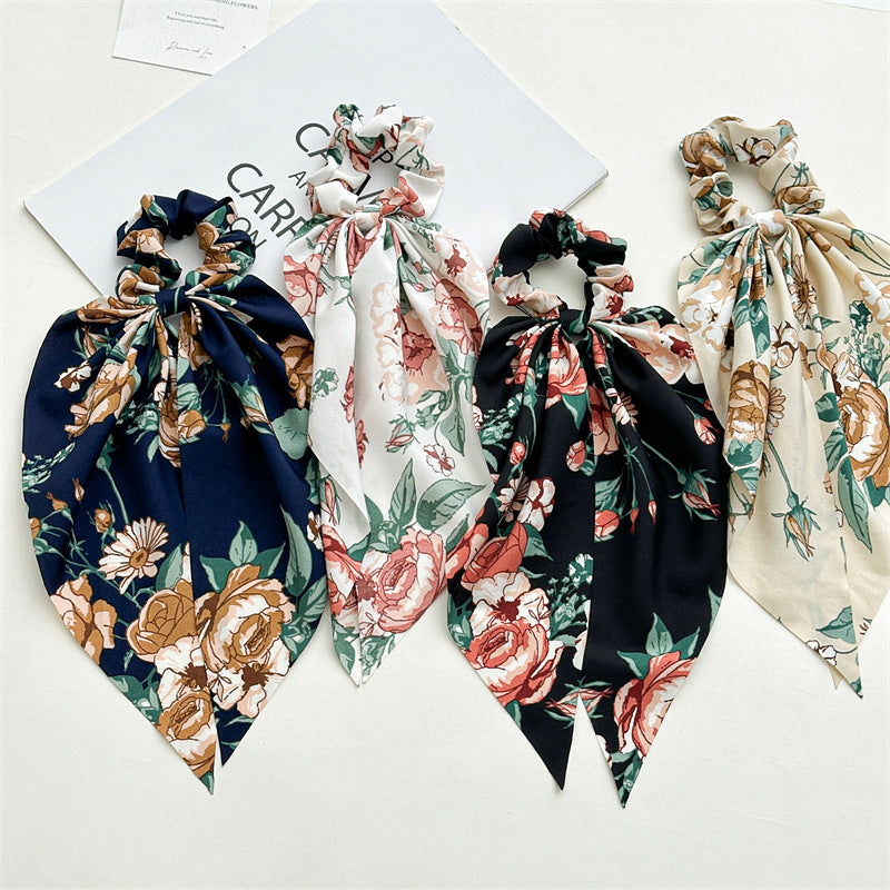緞帶碎花大腸圈髮圈－商品主圖｜https://igowo.tw/