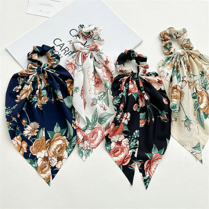 緞帶碎花大腸圈髮圈－商品主圖｜https://igowo.tw/