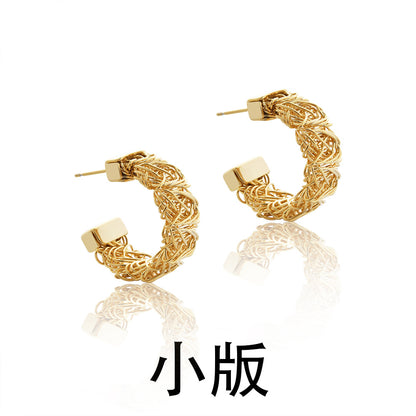 扭紋交叉編織簡約耳釘