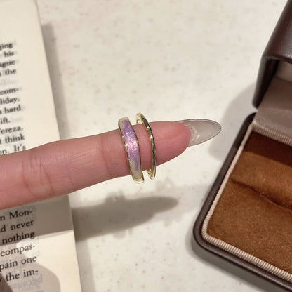金色琺瑯雙層簡約戒指