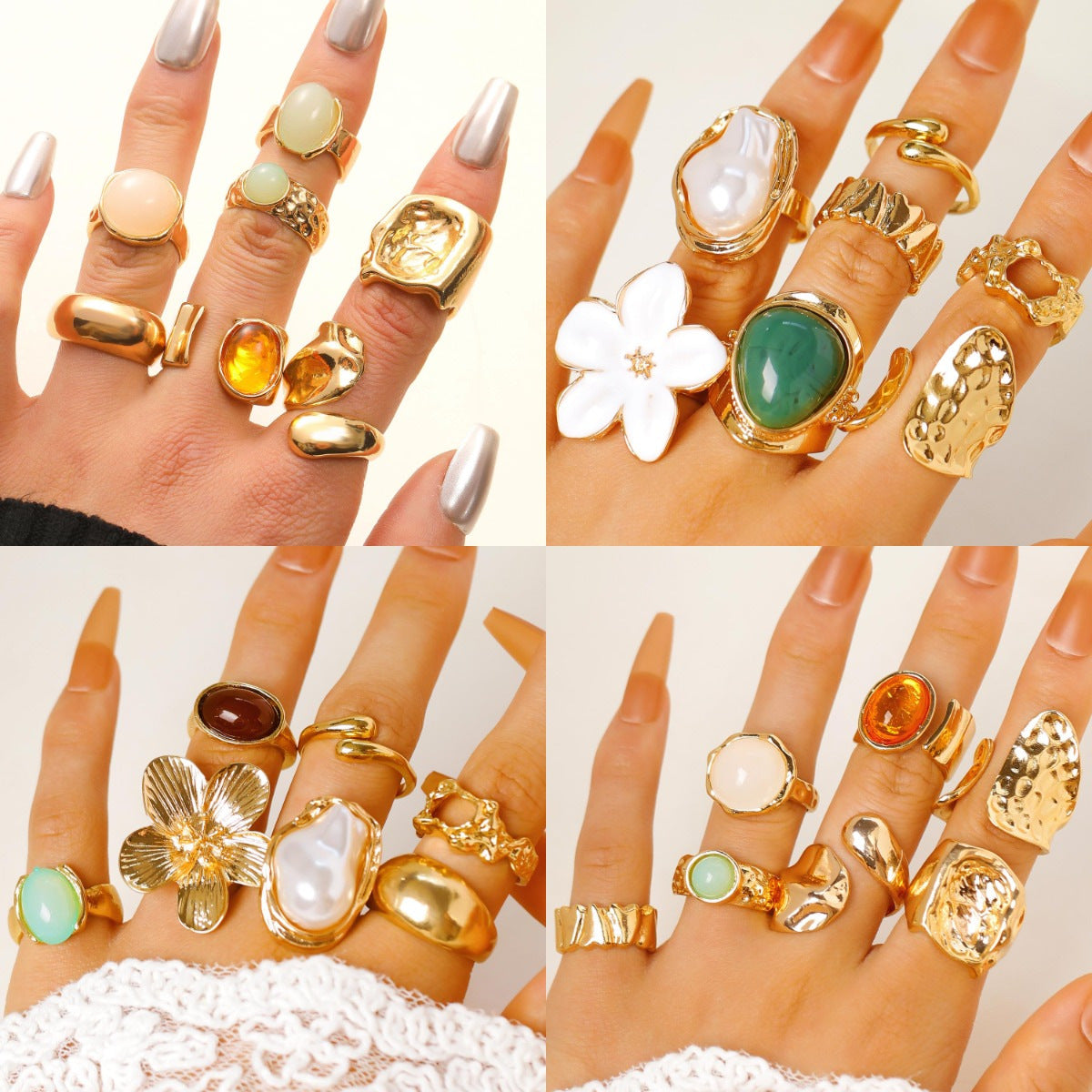 花朵戒指套組－商品主圖｜https://igowo.tw/