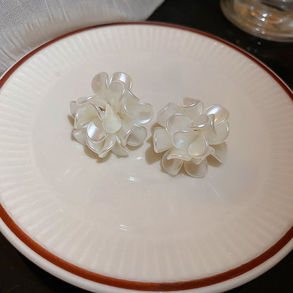銀針花朵耳釘