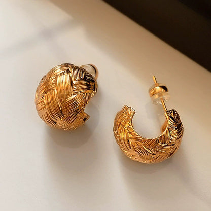 金屬格紋復古耳釘