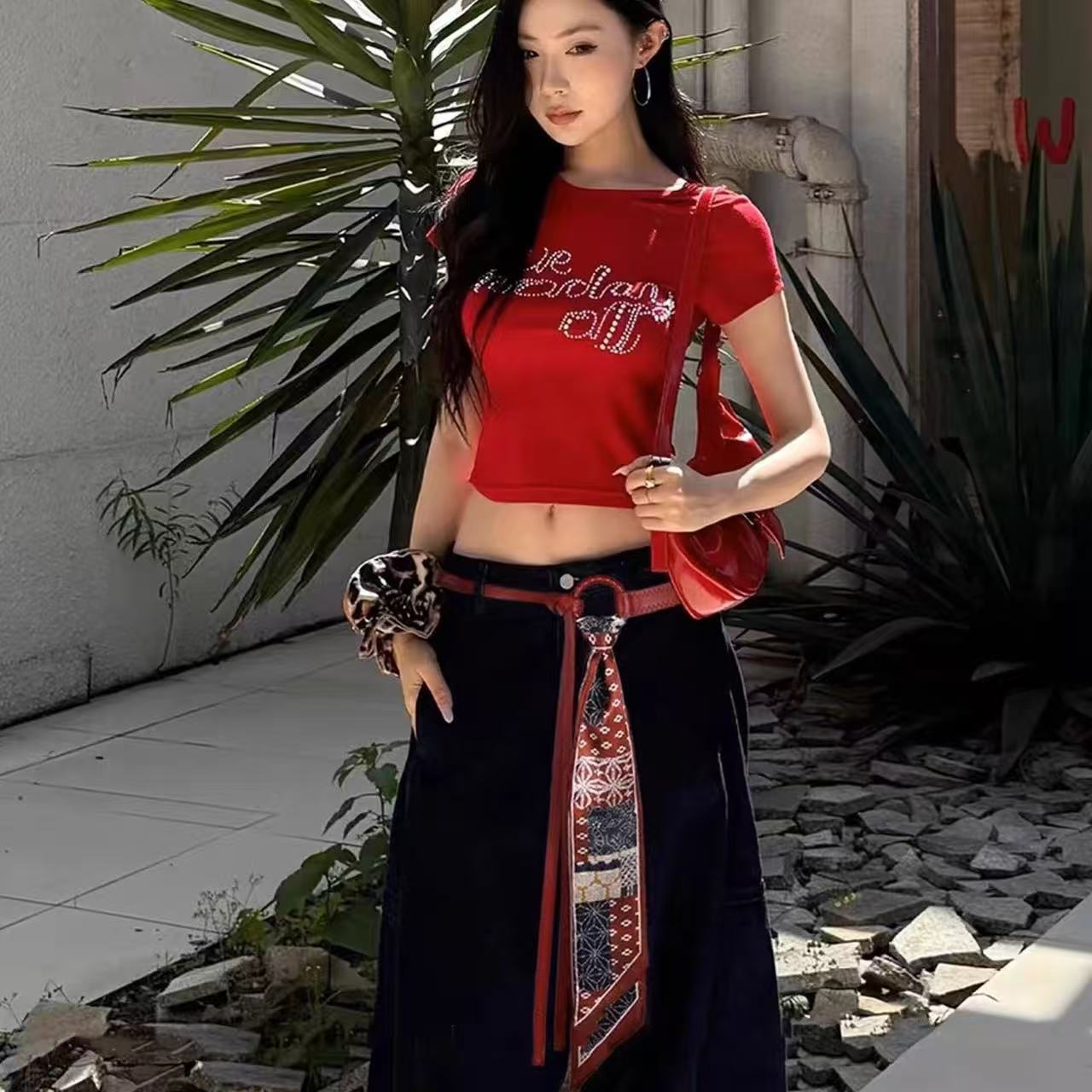 復古皮革印花絲巾流蘇腰鏈民族風氣質腰帶個性小眾設計感腰飾批發