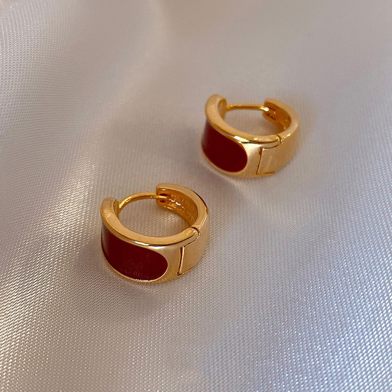 復古紅琺瑯鑲鑽耳釘－細節特寫51｜https://igowo.tw/