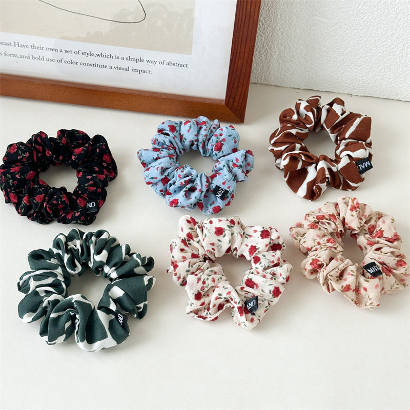 布面碎花大腸圈髮圈－商品主圖｜https://igowo.tw/