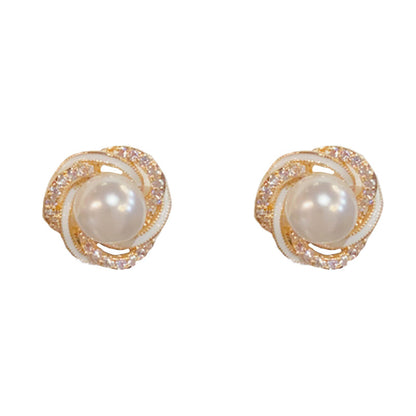 珍珠鋯石小巧耳釘