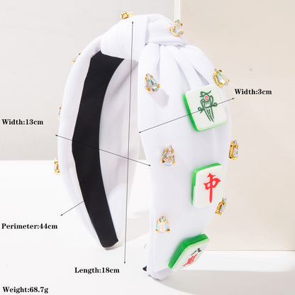 扭結寬版鑲鑽髮箍－白色款實拍｜https://igowo.tw/