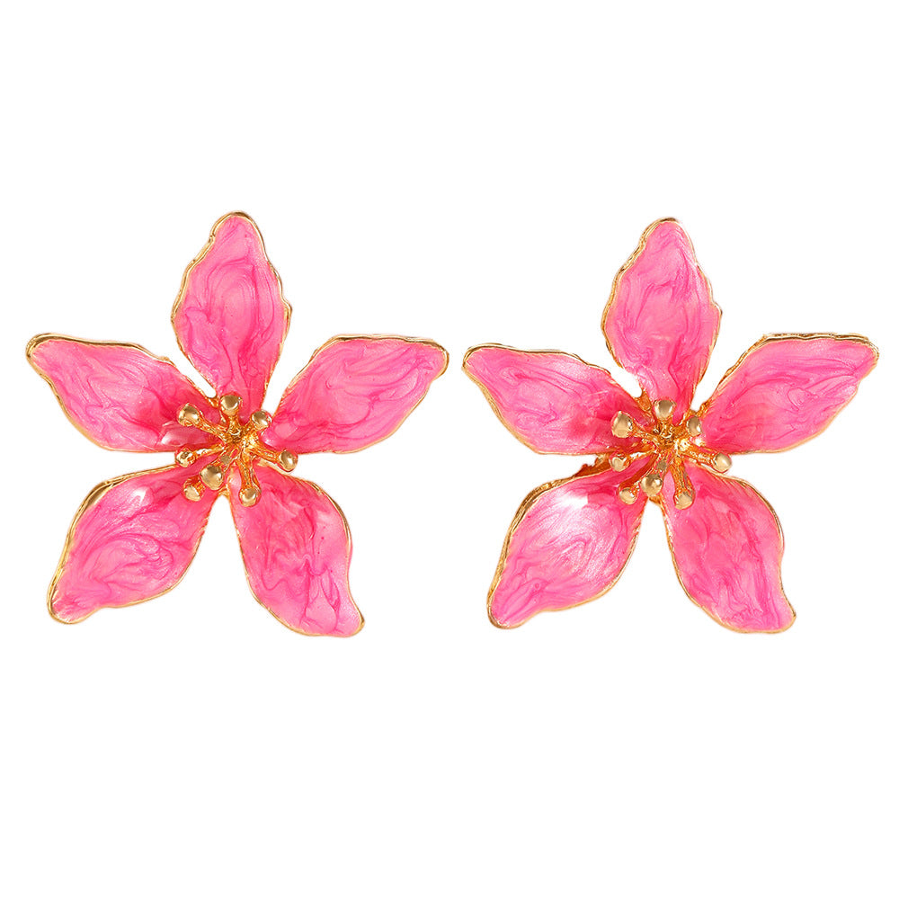 花朵磨砂多層耳環－紅色 S113款細節33｜https://igowo.tw/