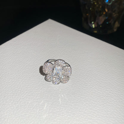 莫奈千金~超閃鋯石花朵開口手鐲戒指套裝高級感精致2026新款手飾