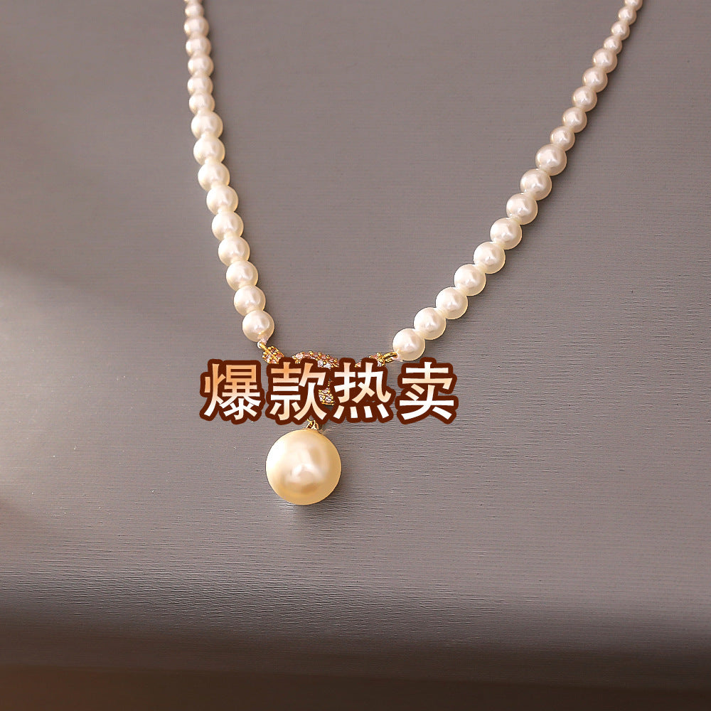珍珠鋯石扭結微鑲項鍊