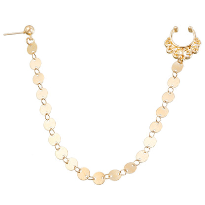 鏈條圓片流蘇耳釘